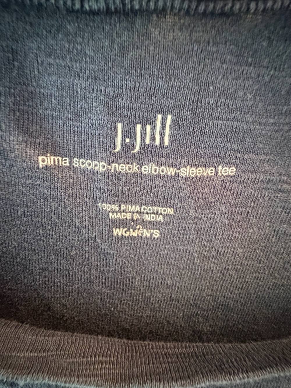 J Jill Pima Cotton Tee Womens Scoop Neck Elbow Sleeve Black Soft Basic Top L - Picture 2 of 8